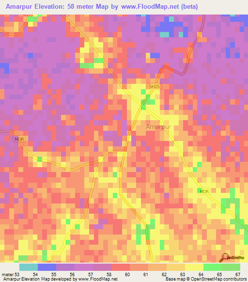 Amarpur,India Elevation Map