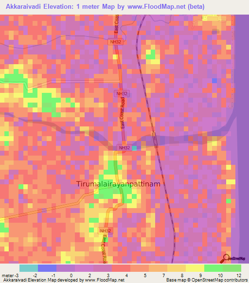 Akkaraivadi,India Elevation Map