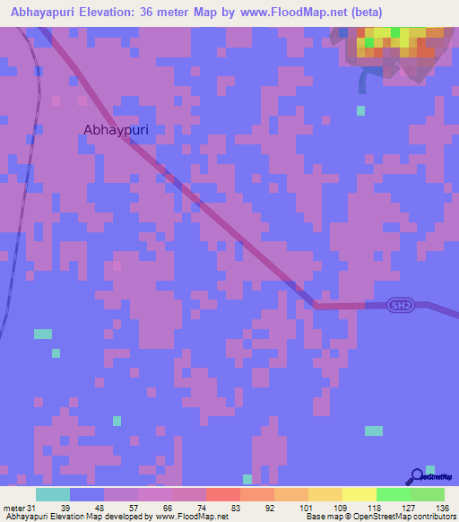 Abhayapuri,India Elevation Map