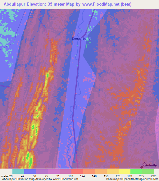 Abdullapur,India Elevation Map