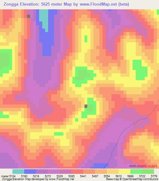 Zongga,China Elevation Map