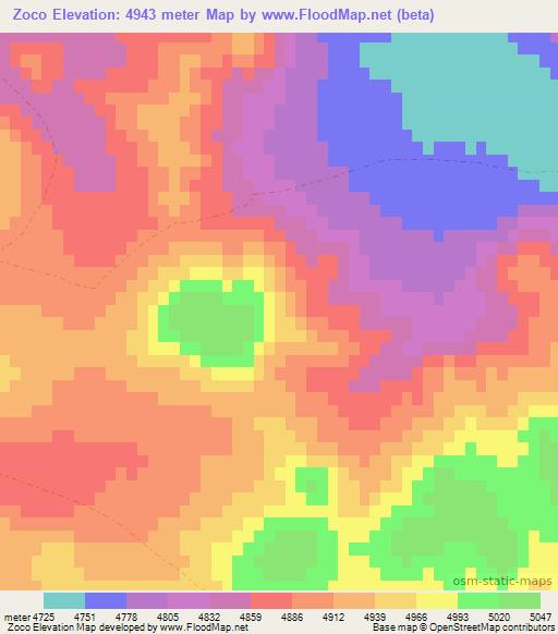 Zoco,China Elevation Map