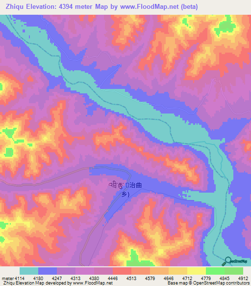 Zhiqu,China Elevation Map