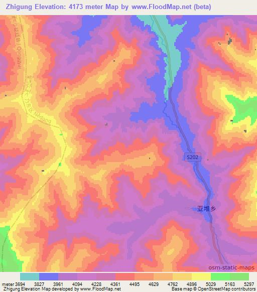 Zhigung,China Elevation Map