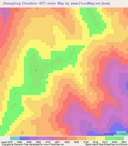 Zhangdong,China Elevation Map