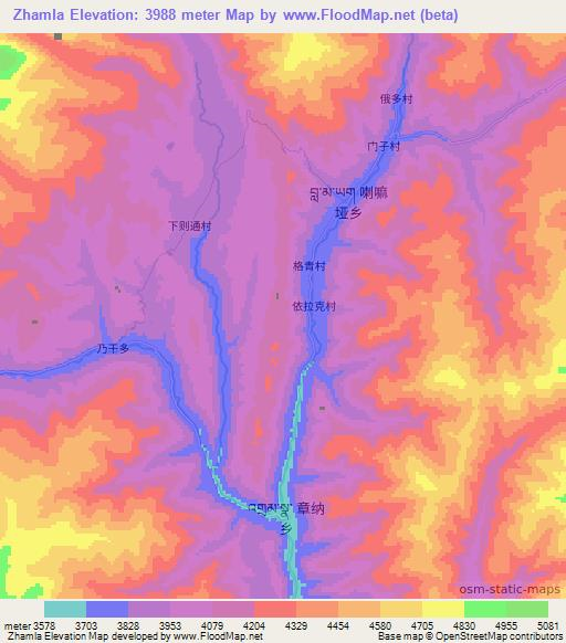 Zhamla,China Elevation Map