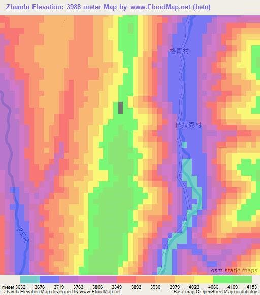 Zhamla,China Elevation Map