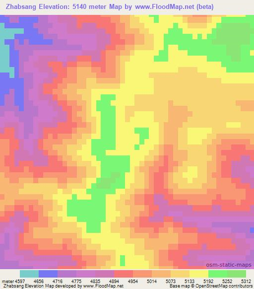 Zhabsang,China Elevation Map