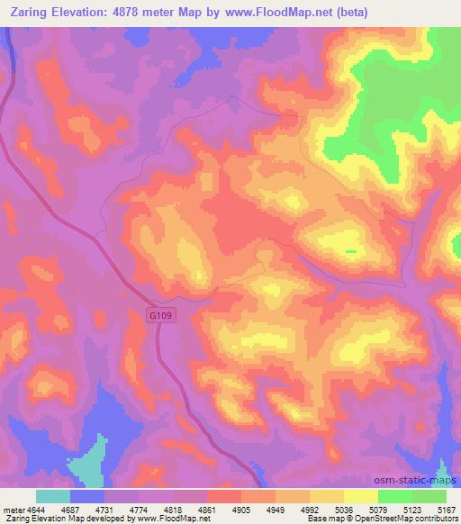 Zaring,China Elevation Map