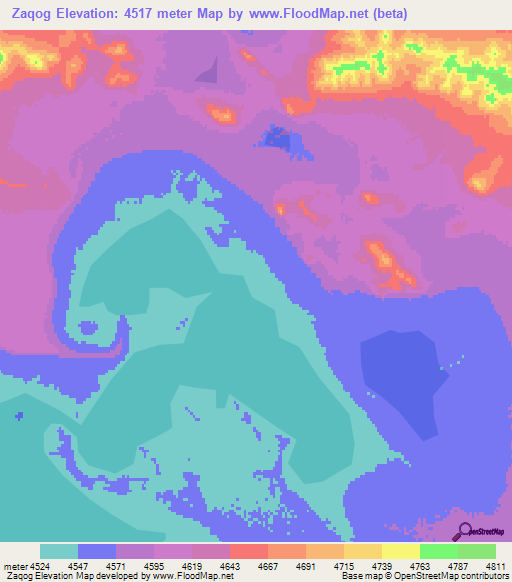 Zaqog,China Elevation Map