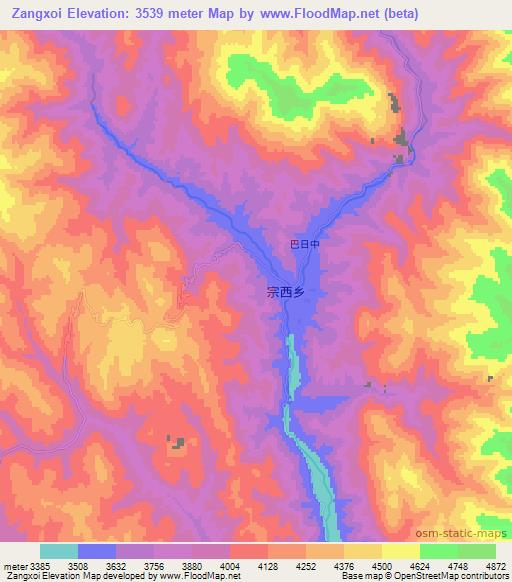 Zangxoi,China Elevation Map