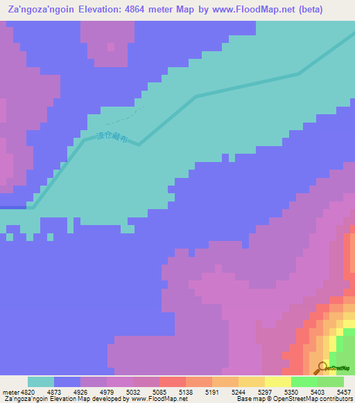 Za'ngoza'ngoin,China Elevation Map