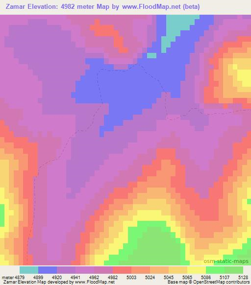 Zamar,China Elevation Map