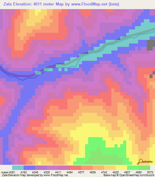 Zala,China Elevation Map