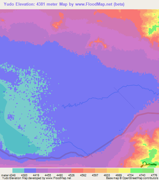 Yudo,China Elevation Map
