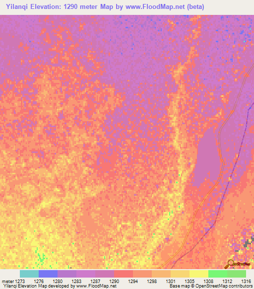 Yilanqi,China Elevation Map
