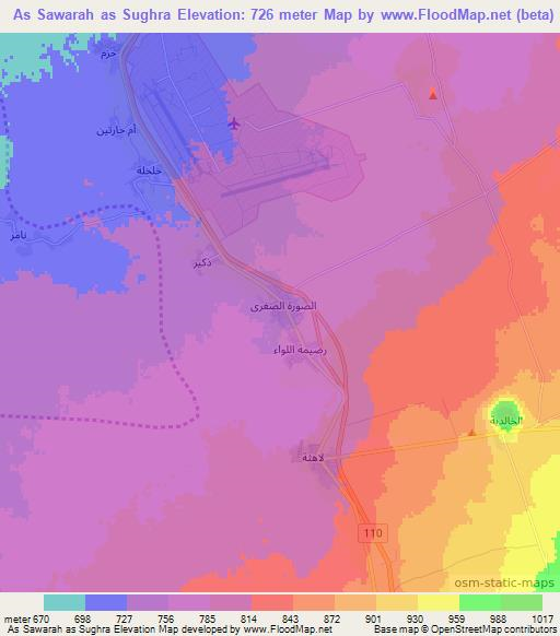 As Sawarah as Sughra,Syria Elevation Map