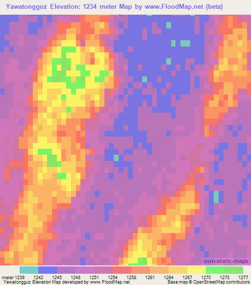 Yawatongguz,China Elevation Map