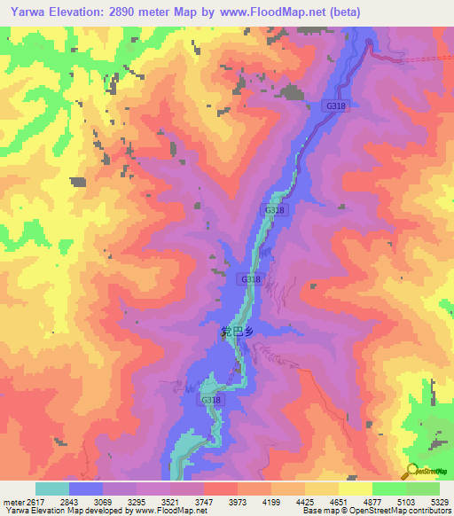 Yarwa,China Elevation Map