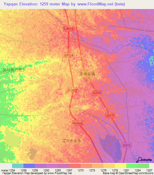 Yapqan,China Elevation Map