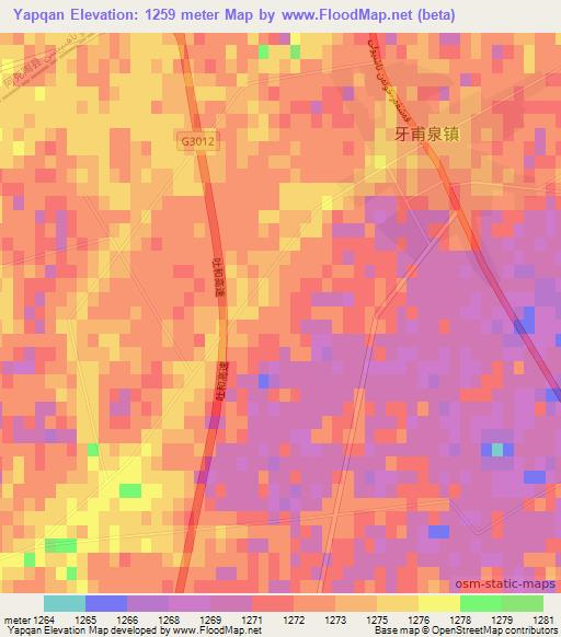 Yapqan,China Elevation Map