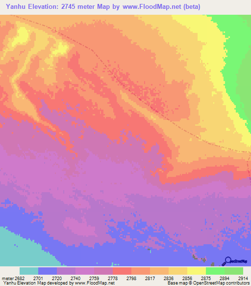 Yanhu,China Elevation Map