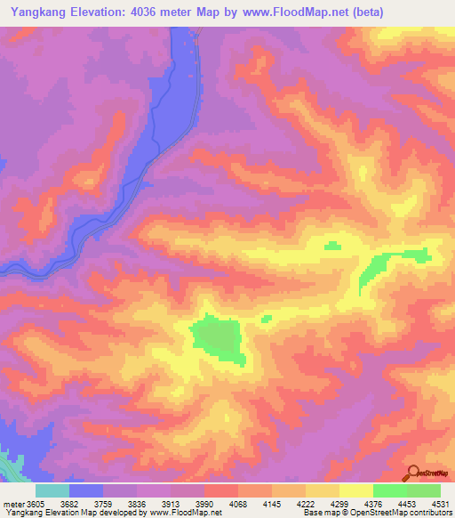 Yangkang,China Elevation Map