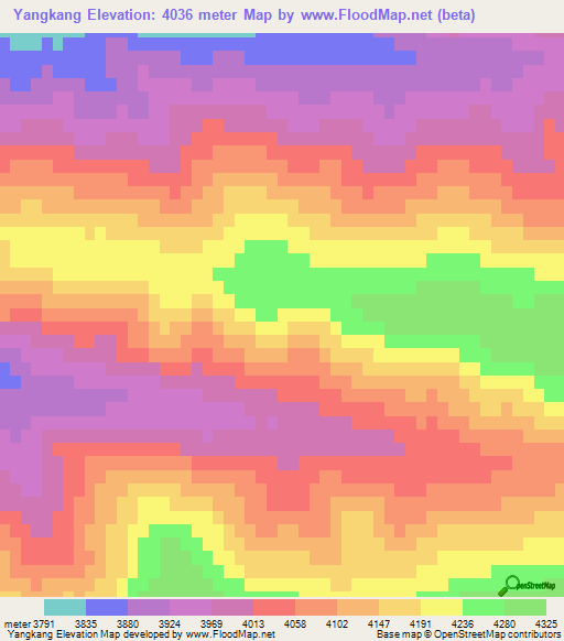 Yangkang,China Elevation Map