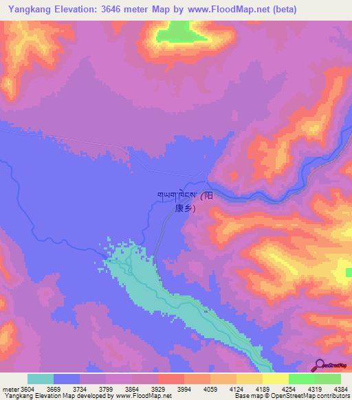 Yangkang,China Elevation Map