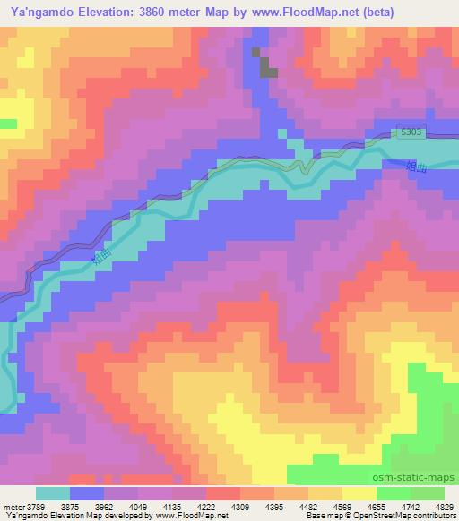 Ya'ngamdo,China Elevation Map