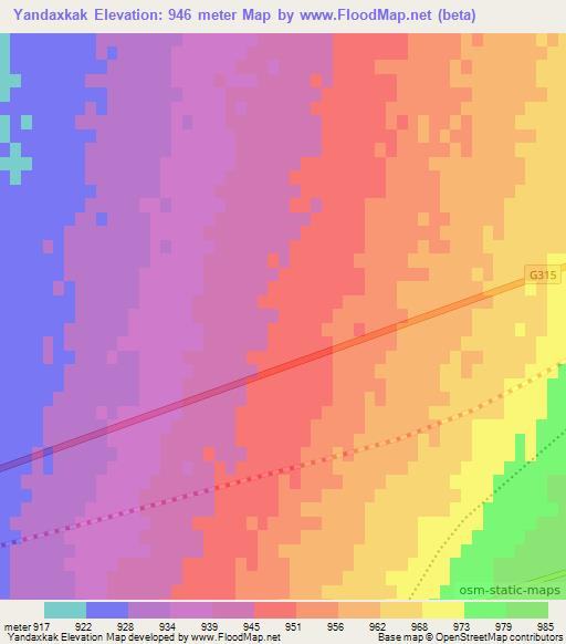 Yandaxkak,China Elevation Map