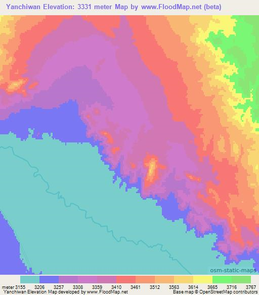 Yanchiwan,China Elevation Map