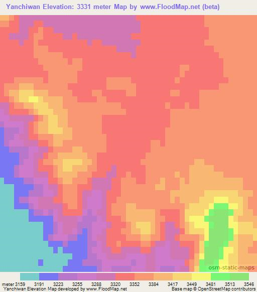 Yanchiwan,China Elevation Map