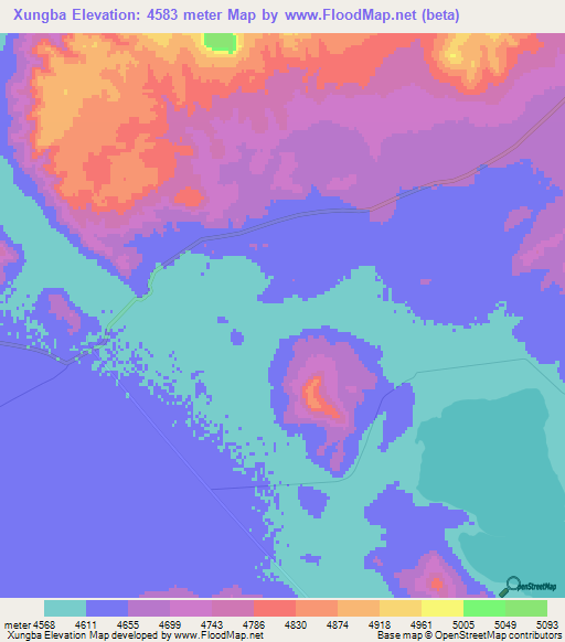Xungba,China Elevation Map