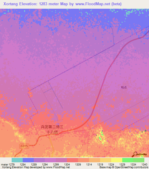 Xortang,China Elevation Map