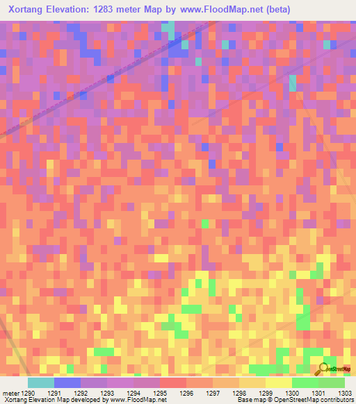 Xortang,China Elevation Map