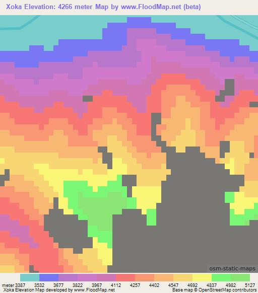 Xoka,China Elevation Map