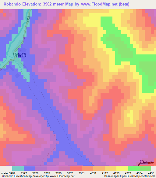 Xobando,China Elevation Map
