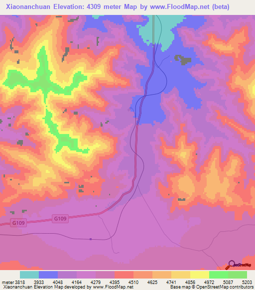 Xiaonanchuan,China Elevation Map