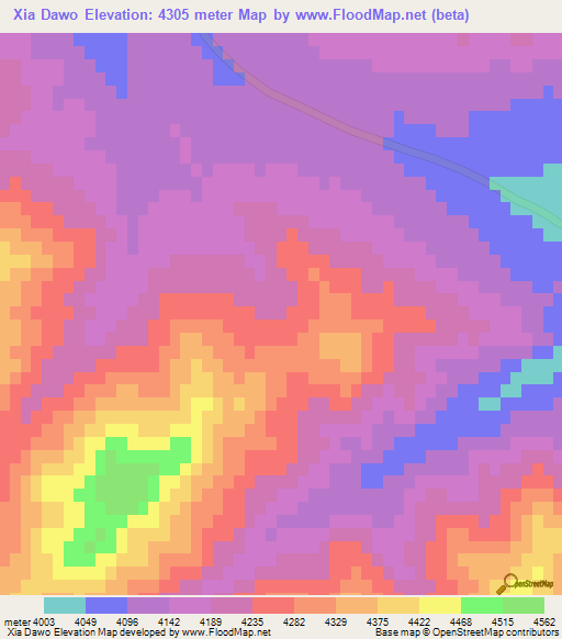 Xia Dawo,China Elevation Map