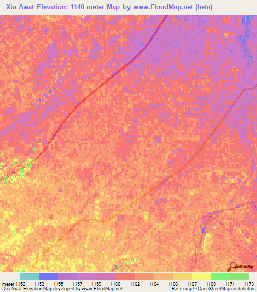 Xia Awat,China Elevation Map