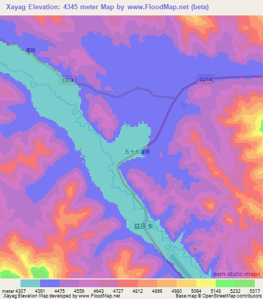 Xayag,China Elevation Map