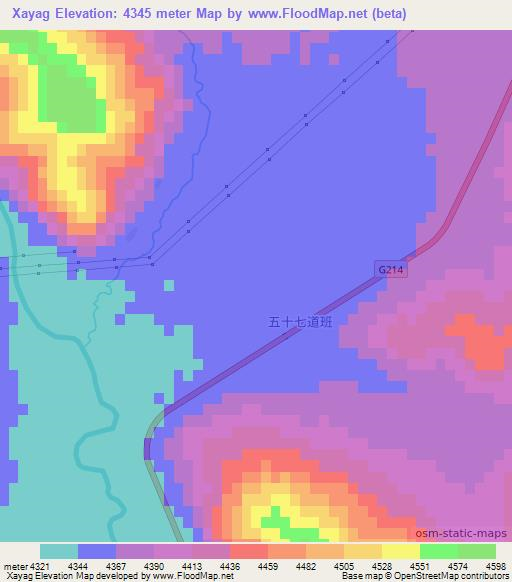 Xayag,China Elevation Map