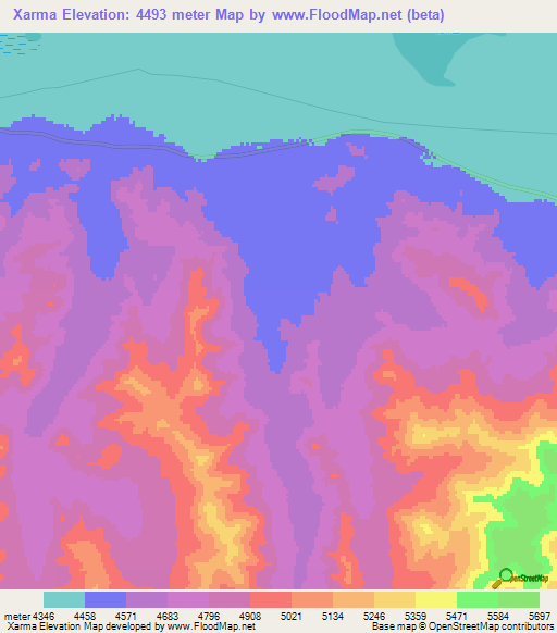Xarma,China Elevation Map