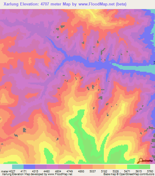 Xarlung,China Elevation Map
