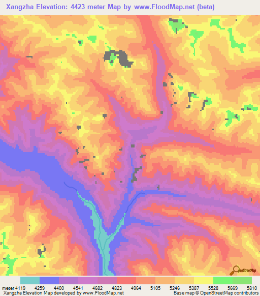 Xangzha,China Elevation Map