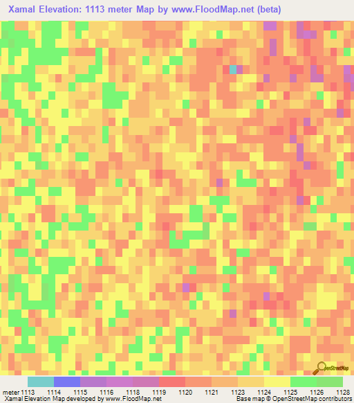 Xamal,China Elevation Map