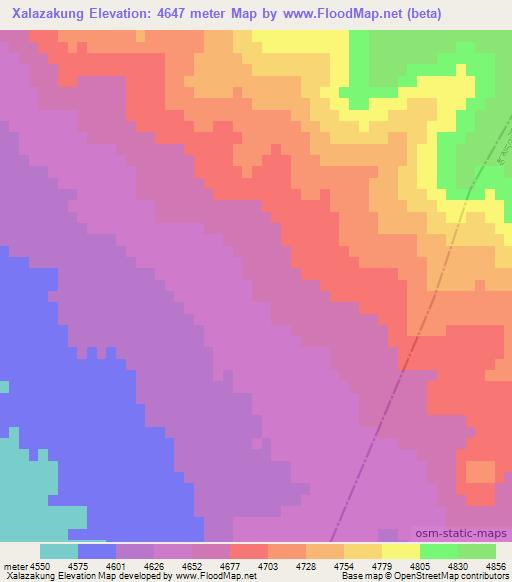 Xalazakung,China Elevation Map