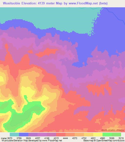 Wusituobie,China Elevation Map