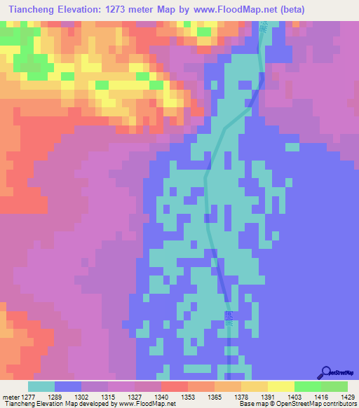 Tiancheng,China Elevation Map